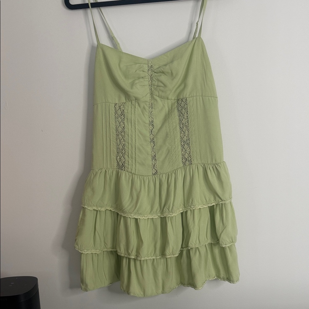 American Eagle Outfitters Light Green Tiered Dress